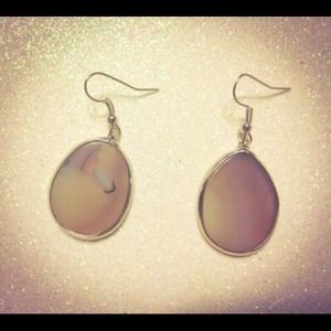 Beige and Silver Earrings