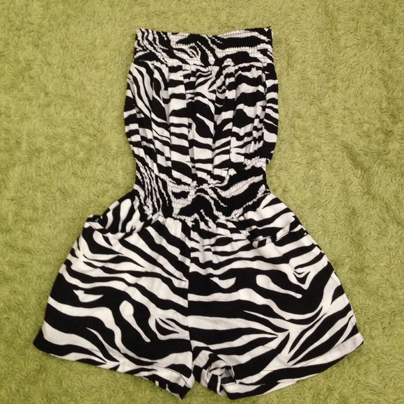 Strapless Zebra Print Romper