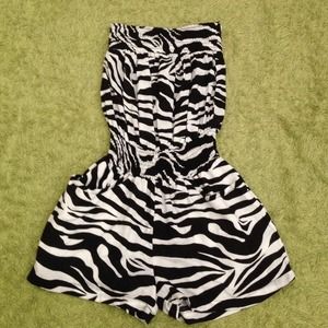 Strapless Zebra Print Romper