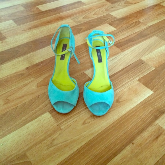 Turquoise suede spring/summer sandals