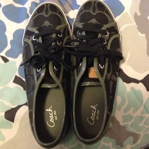 Black and gray coach shoes. Worn once.