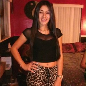 Black Crop top, top half see through