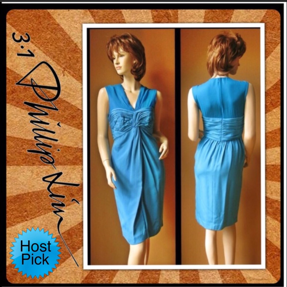 Phillip Lim Teal sleeveless Silk knee length dress