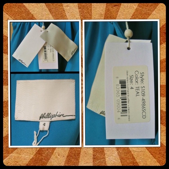 Phillip Lim Teal sleeveless Silk knee length dress - Picture 4 of 4