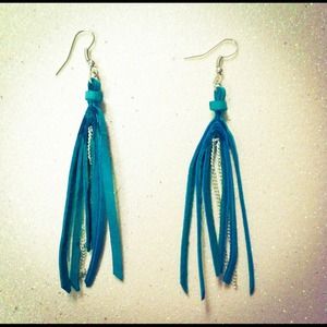 Silver and Turquoise Tassel Earrings