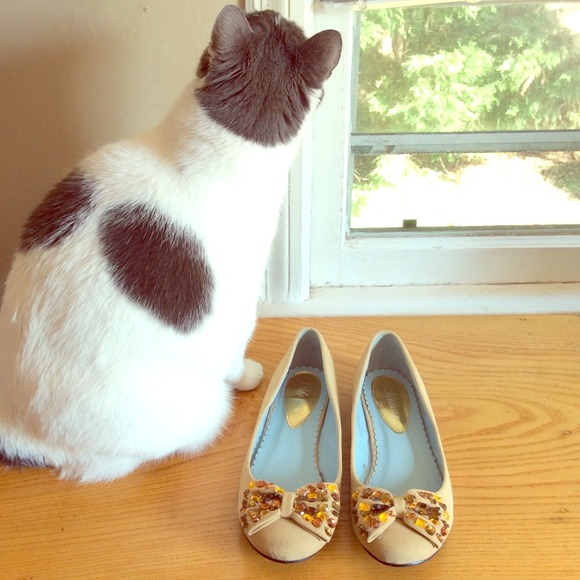 Taupe Flats with Sparkly Bows