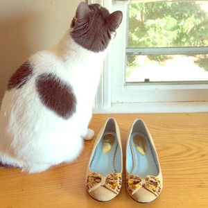 Taupe Flats with Sparkly Bows