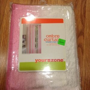 Pink and white curtain panel