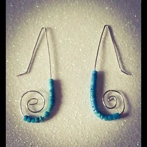 Turquoise and Silver Spiral Earrings