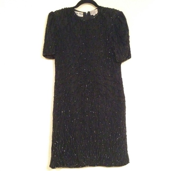 Vintage Black Silk Sequin Dress