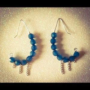 Blue and Silver Dangle Earrings