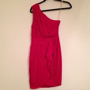 BCBG Pink Red One Shoulder Grecian Dress