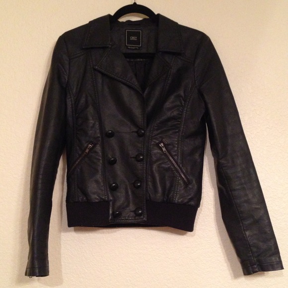 Obey Black Faux Leather Jacket