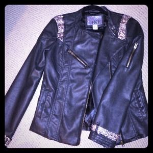 Faux leather sequined biker jacket from Buckle.