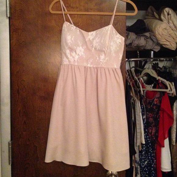 Taupe dress from a thrift shop