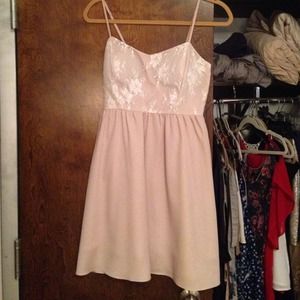 Taupe dress from a thrift shop