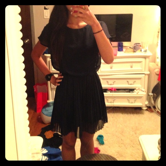 Navy blue chiffon dress