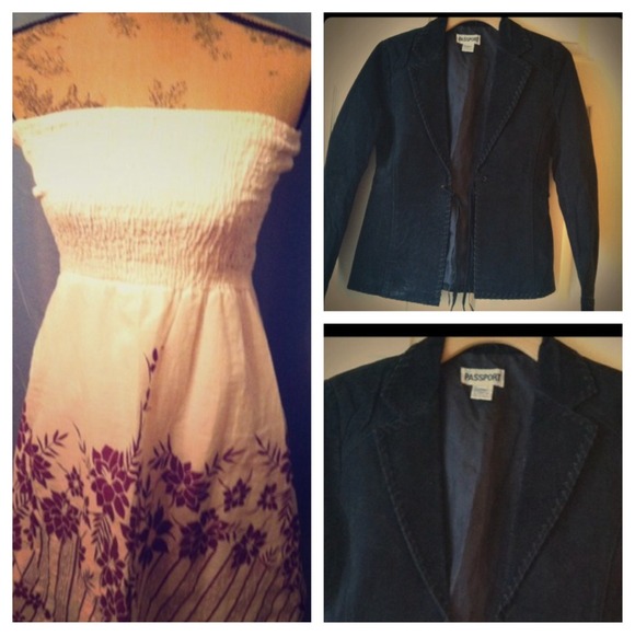 Strapless dress and suede jacket