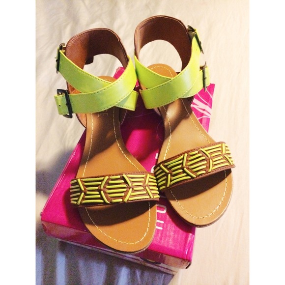 Neon Green Strap Sandals