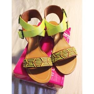 Neon Green Strap Sandals