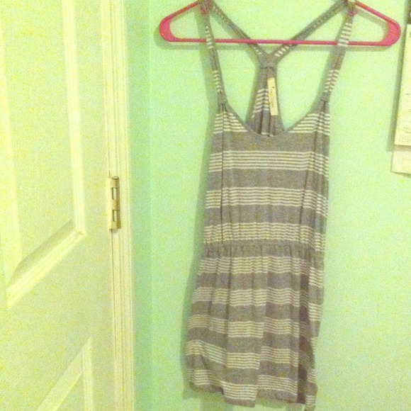 Gray and white striped dress