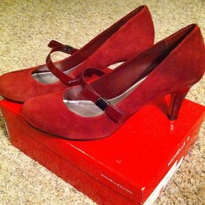 Michelle D, Burgundy, Suede Mary Jane Pumps