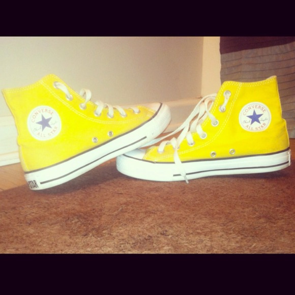 Yellow high top converse