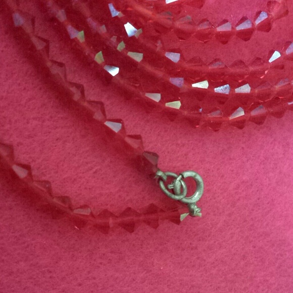 Vintage 52 in cherry red crystals flapper necklace - Picture 2 of 3