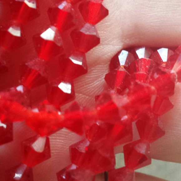 Vintage 52 in cherry red crystals flapper necklace - Picture 3 of 3