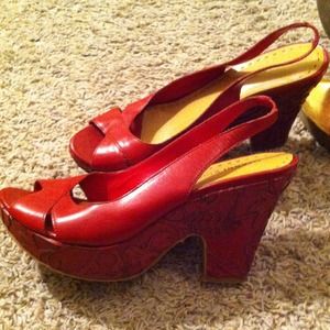 Gianni Bini, Red Wedge Sandals