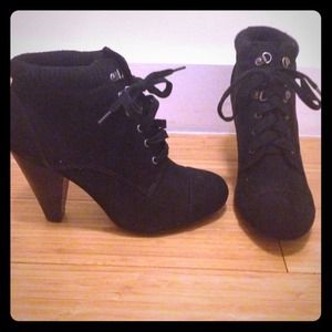Black lace up booties