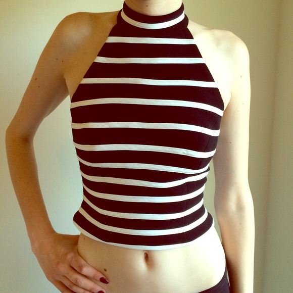 Black and white Cachè halter top