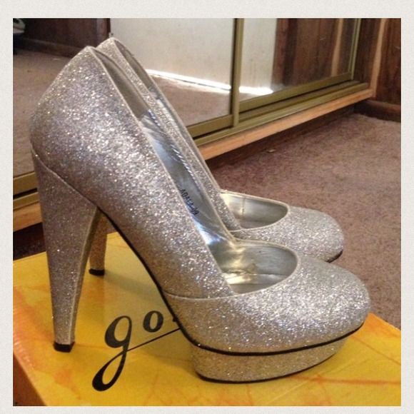 Silver sparkle heels