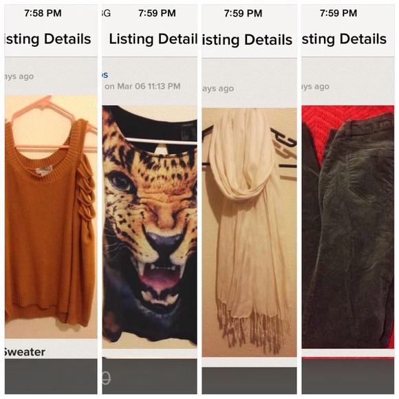 Sweater + top + scarf + corduroy pants