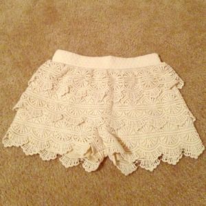 Cream crochet shorts!