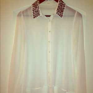 White chiffon Lush button up