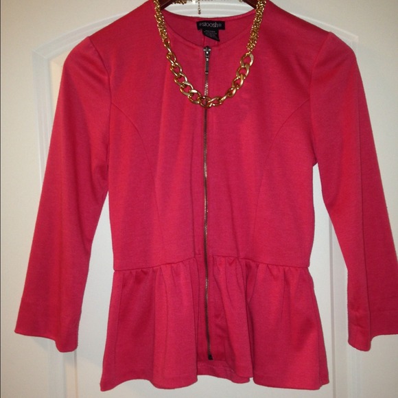 Red, Nordstrom, zip up, peplum jacket! - Picture 2 of 3