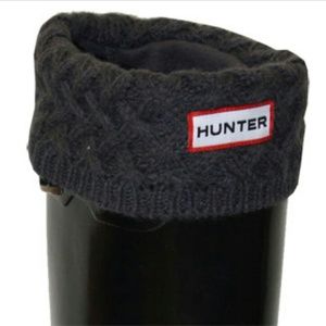 Grey hunter boot knit-cuff fleece welly socks