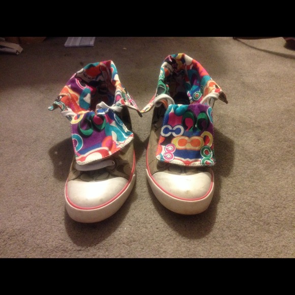 High top colorful coach sneakers