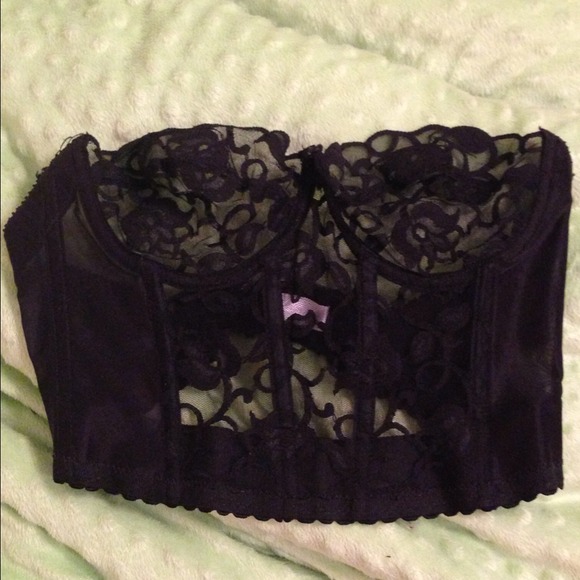 Frederick's of Hollywood Black Lace Corset Bustier