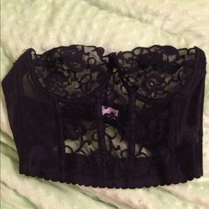 Frederick's of Hollywood Black Lace Corset Bustier