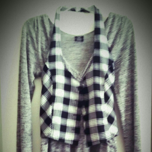 checkered black & white vest