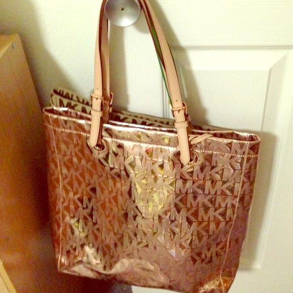 Rose gold michael kors handbag