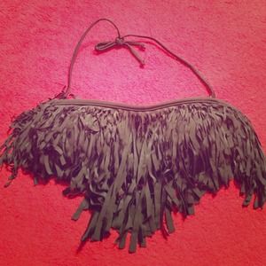 Fringed bathing suit top.