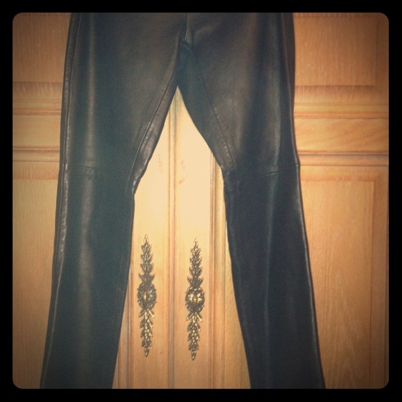 Beautiful black leather pants- worn once