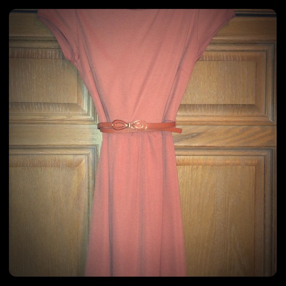 Peach dress with belt