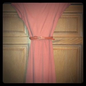 Peach dress with belt