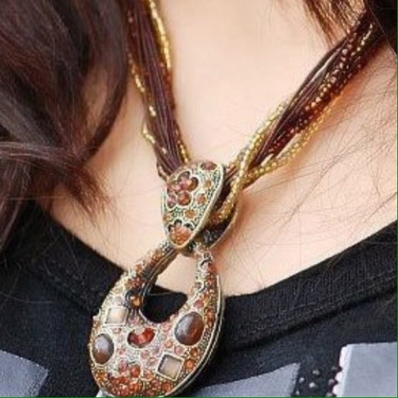Retro boho statement necklace