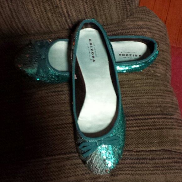 Teal sequins flats new without tags