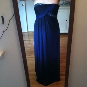 Blue Floor Length Gown with Sparkle Detail